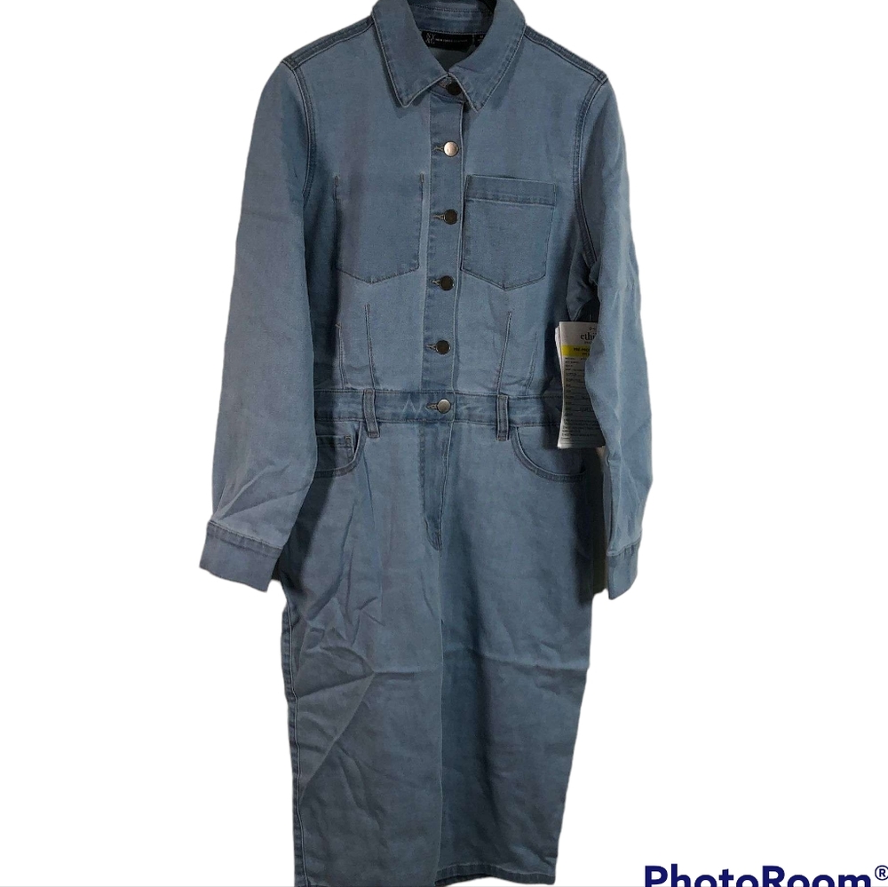 NWT New York & Company NY & Co Long Sleeve Denim Dress sz M